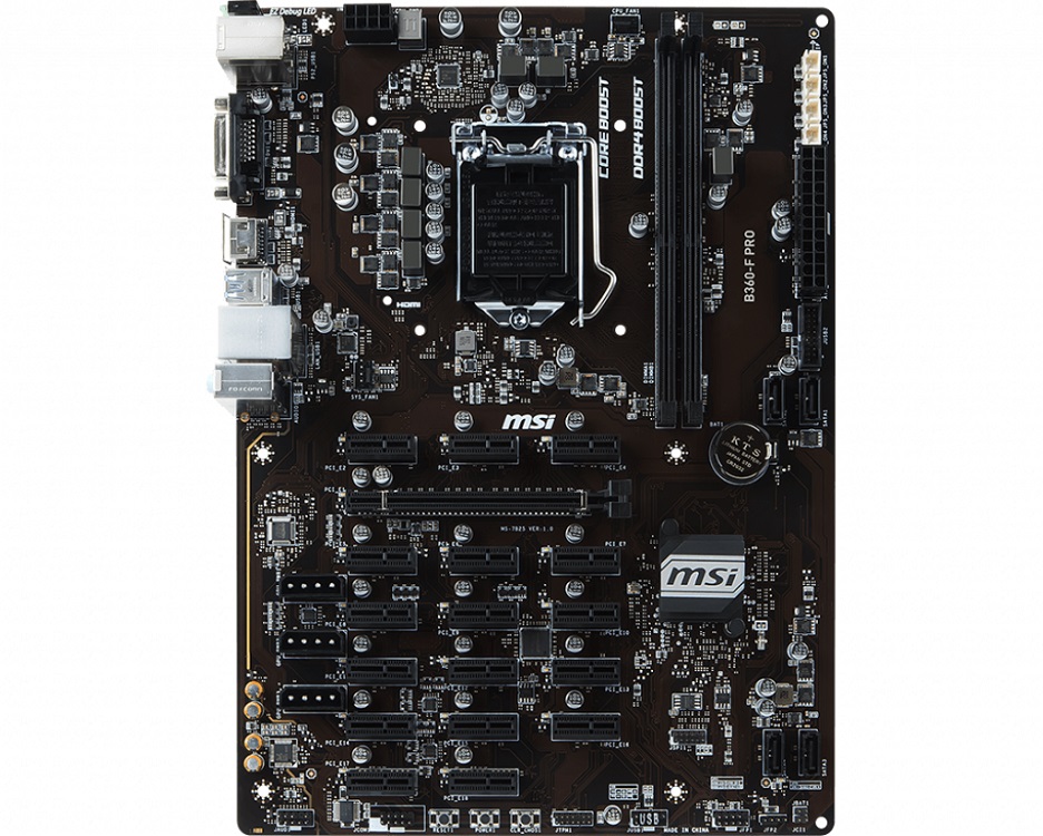 Материнская плата MSI B360-F PRO (S1151, B360, 2xDDR4 DIMM, PCI-Ex16, 17xPCI-Ex1, DVI, HDMI, SATA III, GB Lan, USB3.1, ATX, Retail) Материнская плата MSI B360-F PRO (S1151, B360, 2xDDR4 DIMM, PCI-Ex16, 17xPCI-Ex1, DVI, HDMI, SATA III, GB Lan, USB3.1, ATX, Retail)
