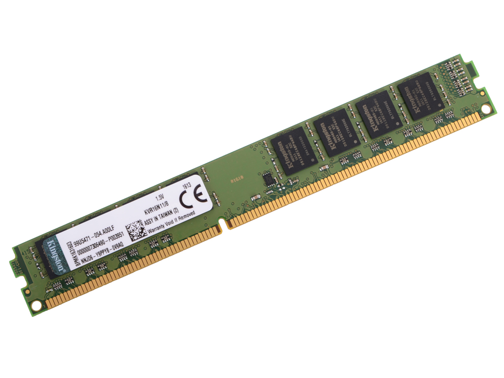 Оперативная память Kingston DDR3 8Gb, PC12800, DIMM, 1600MHz (KVR16N11/8) CL11 [Retail]