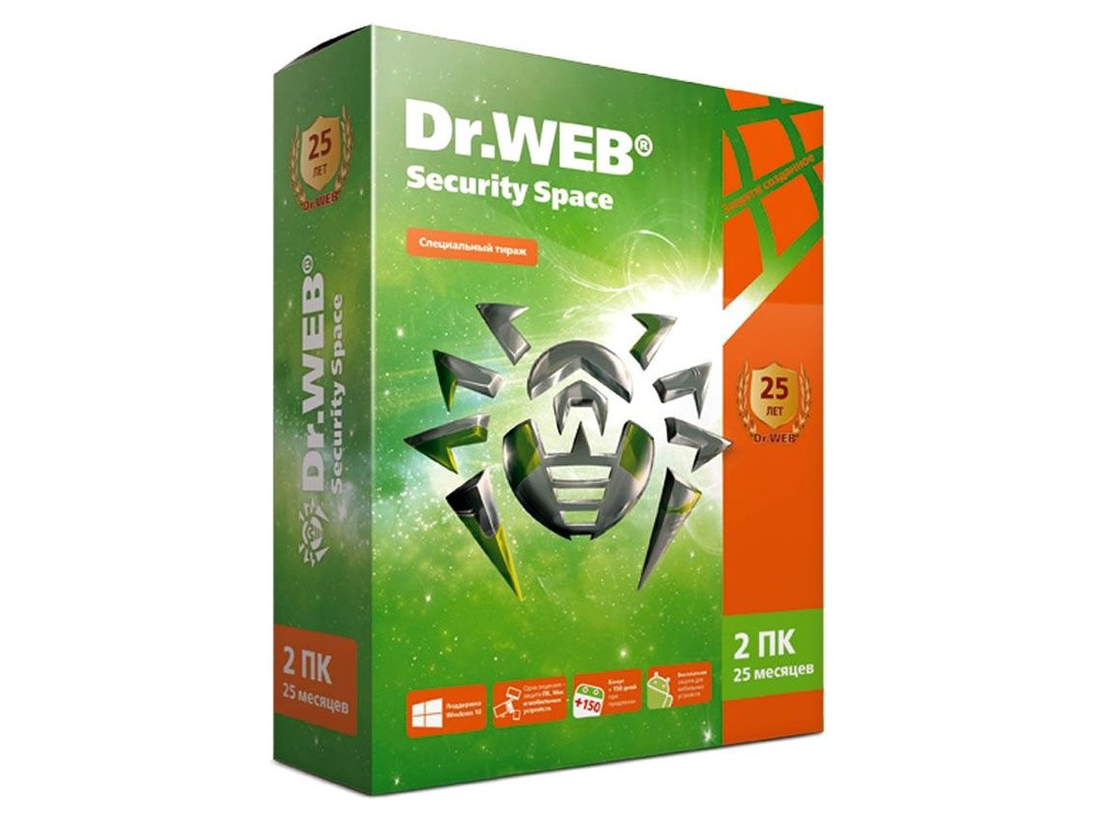 Антивирус DR.Web Security Space 2 ПК/25 месяцев (AHW-B-25M-2-A2)