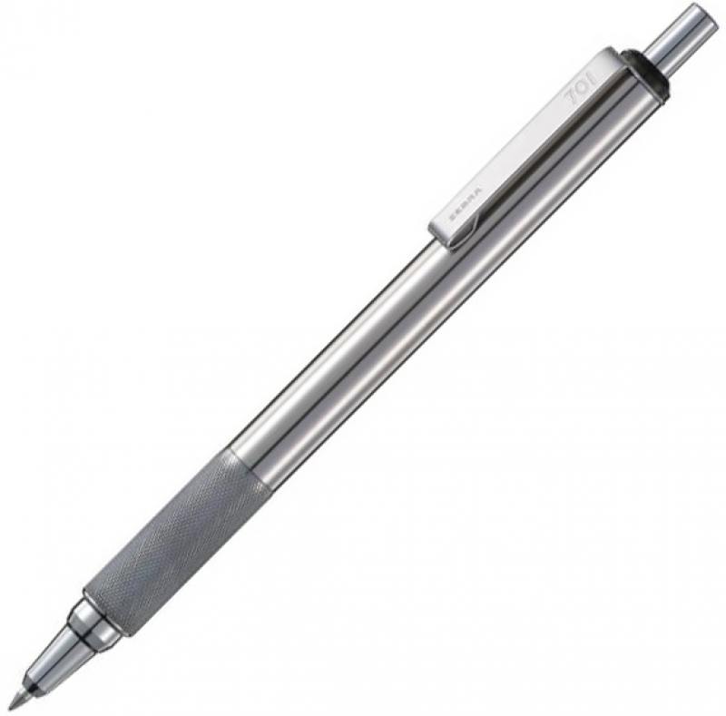 Шариковая ручка Zebra F-701 чернила синие корпус серебристы BAZ47-ВK-BL
