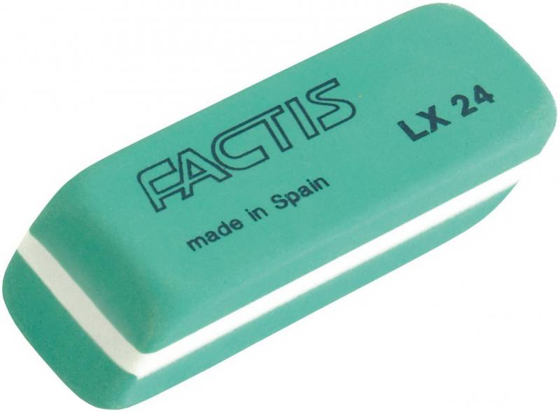 Ластики FACTIS мягкие зеленые, из непрозрачного пластика, 2 шт. в наборе, блистер