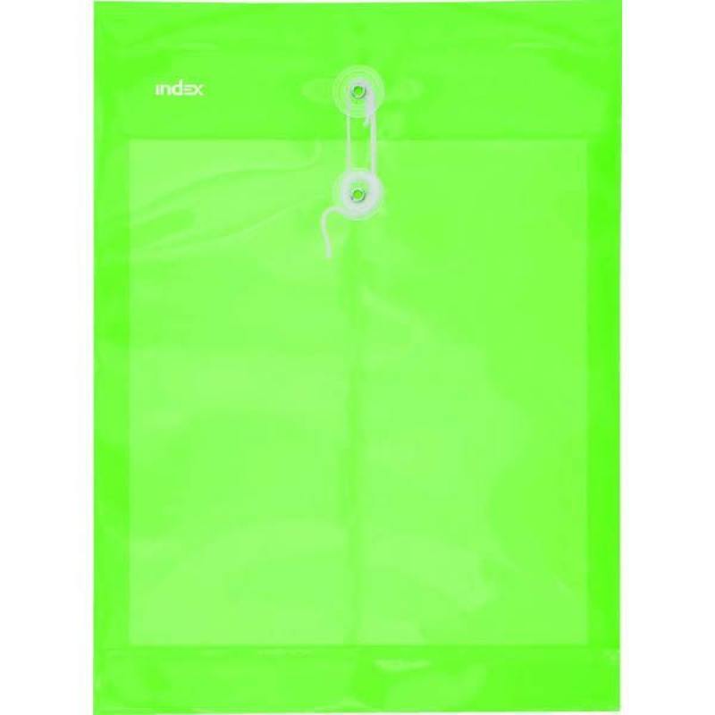 Папка-конверт на завязках, зеленая, A4