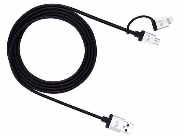 Кабель Just Mobile DC-169 AluCable Duo Twist 2 в 1 USB на Lightning на Micro USB 1.5м черный