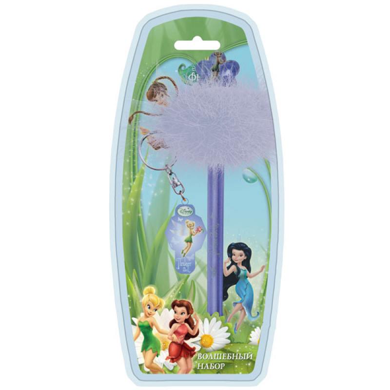 Набор канцелярский disney, феи, брелок-фонарик, ручка светящаяся с