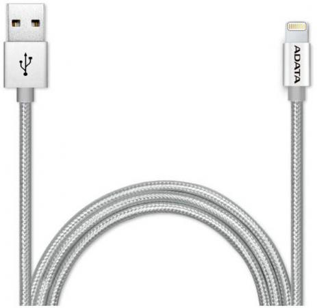 Кабель A-Data Lightning-USB для iPhone iPad iPod 1м серебристый AMFIAL-100CMK-CSV