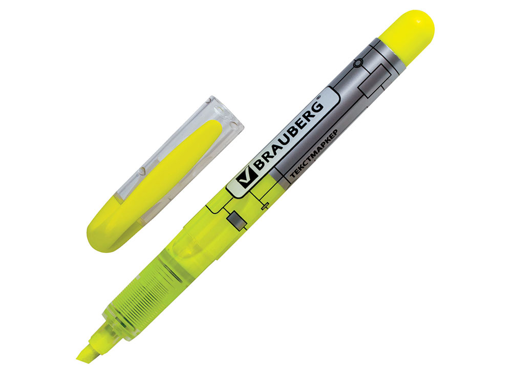 Текстмаркер BRAUBERG "Fluo Color", жидкие чернила, круглый корпус, скошенный наконечник 1-3 мм, лимонный
Текстмаркер BRAUBERG "Fluo Color", жидкие чернила, круглый корпус, скошенный наконечник 1-3 мм, лимонный