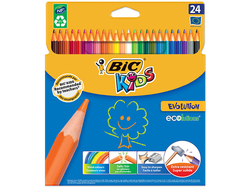 Карандаши цветные BIC "Kids ECOlutions Evolution", 24 цвета, пластиковые, заточенные, европодвес
Карандаши цветные BIC "Kids ECOlutions Evolution", 24 цвета, пластиковые, заточенные, европодвес
