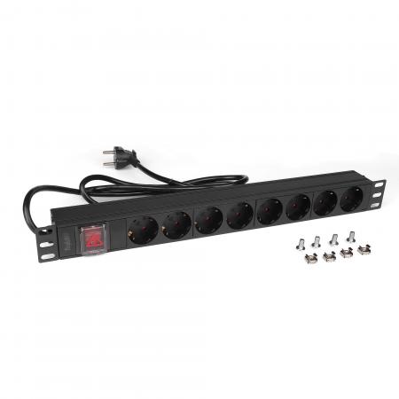 Блок розеток 19" 8 шт. Schuko, 16A 250V, без предохранителя, шнур питания 1.8 м TopLAN TOP-PDU1
Блок розеток 19" 8 шт. Schuko, 16A 250V, без предохранителя, шнур питания 1.8 м TopLAN TOP-PDU1
