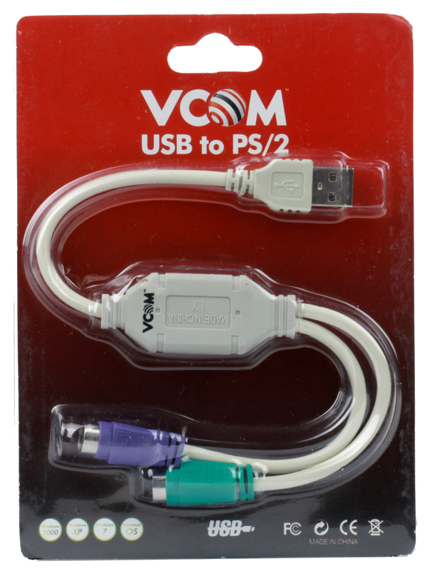 Кабель-адаптер USB AM -2xPS/2 (адаптер для подключения PS/2 клавиатуры и мыши к USB порту) VCOM