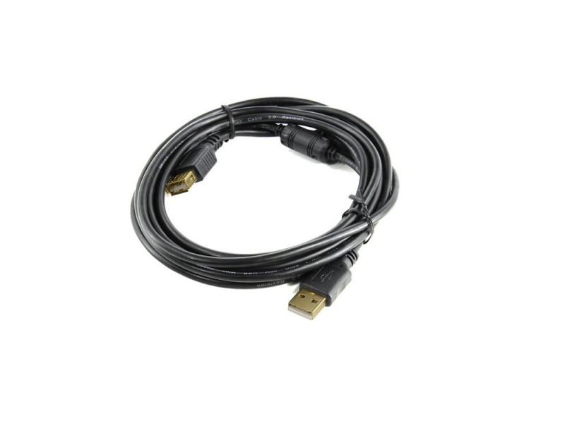 Кабель USB 2.0 AM-AF 3.0м 5bites золотые разъемы ферритовые кольца черный UC5011-030A