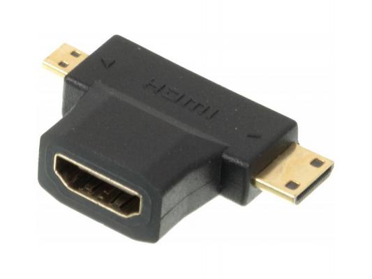 Переходник HDMI-micro(m) + HDMI-mini(m) - HDMI(f) Gembird СА325
