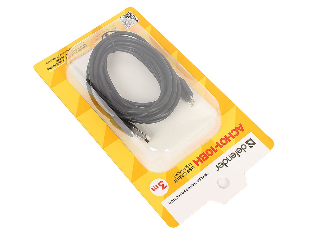 USB кабель ACH01-10BH черный, USB(AM)-Lightning, 3м