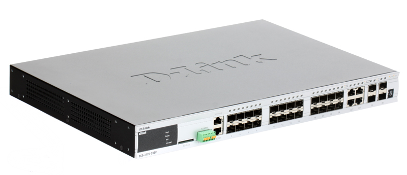 Коммутатор D-Link Switch DGS-3420-28SC Управляемый стекируемый коммутатор уровня 2+ с 20 портами SFP, 4 портами 10/100/1000Base-T/SFP и 4 портам SFP+ Коммутатор D-Link Switch DGS-3420-28SC Управляемый стекируемый коммутатор уровня 2+ с 20 портами SFP, 4 портами 10/100/1000Base-T/SFP и 4 портам SFP+