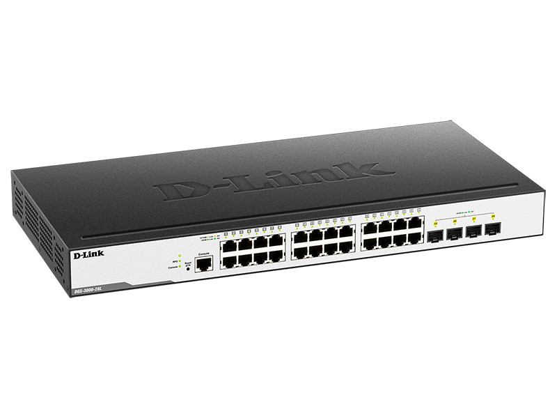 Коммутатор D-Link Switch DGS-3000-28L/B1A Управляемый коммутатор 2 уровня с 24 портами 10/100/1000Base-T и 4 портами 1000Base-X SFP Коммутатор D-Link Switch DGS-3000-28L/B1A Управляемый коммутатор 2 уровня с 24 портами 10/100/1000Base-T и 4 портами 1000Base-X SFP