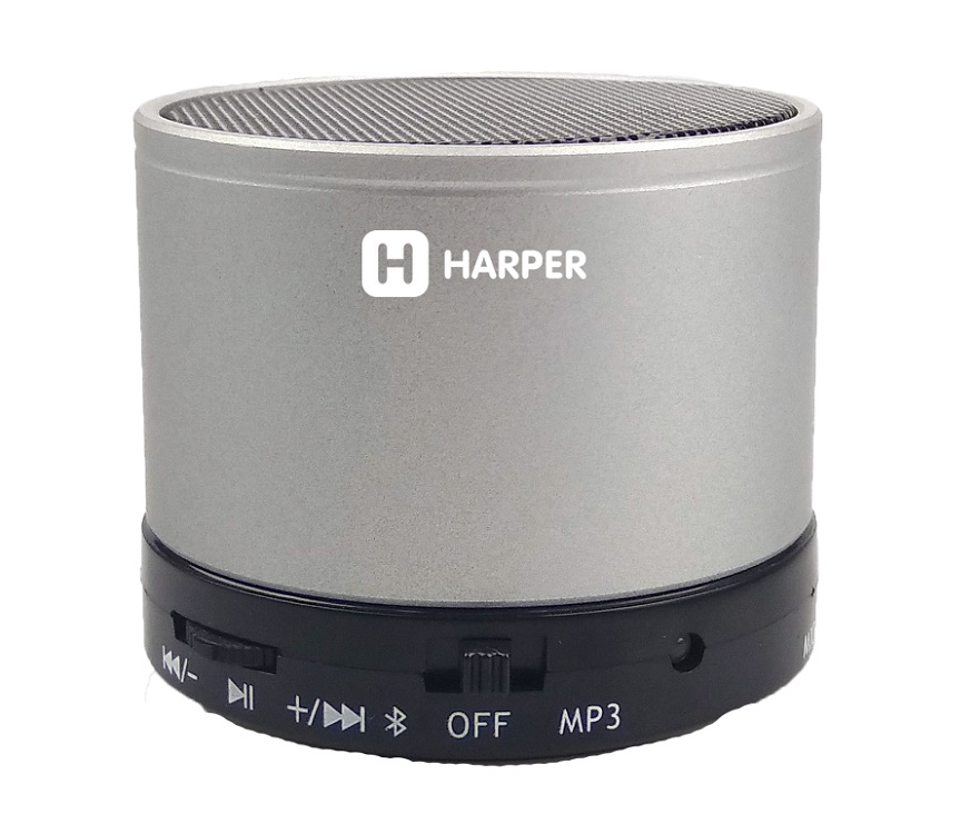 Портативная колонка HARPER PS-012 Silver 3 Вт / 120 - 16000 Гц / Bluetooth 3.0 / microSD