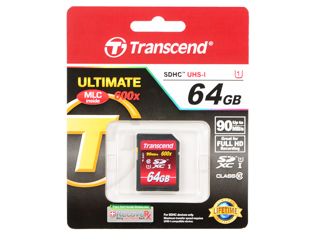 Карта памяти microsdxc uhs i u1 transcend 64 гб