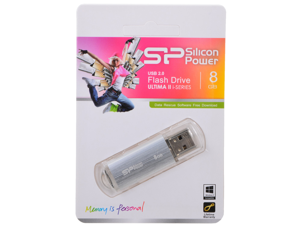 USB флешка Silicon Power Ultima II I-series Silver 8GB (SP008GBUF2M01V1S)