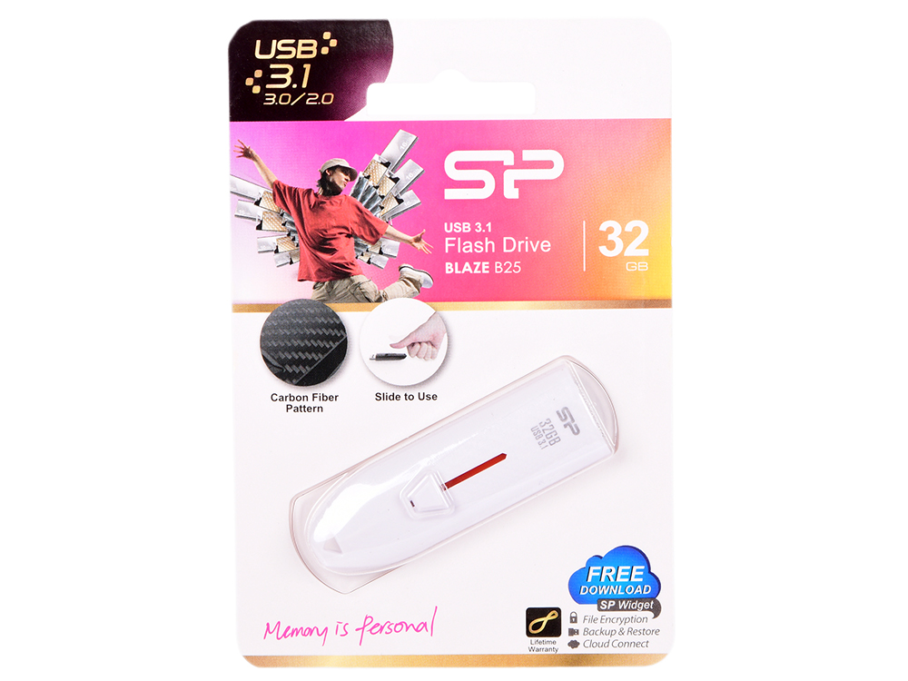 USB флешка Silicon Power Blaze B25 32GB White (SP032GBUF3B25V1W) USB 3.1