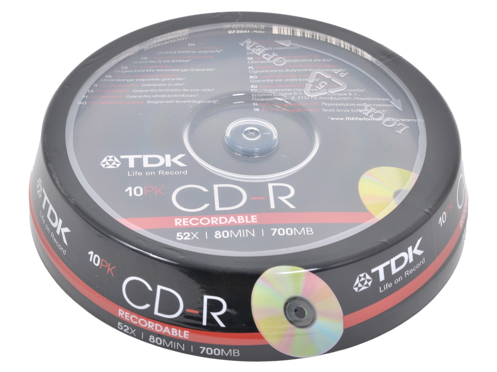 CD-R ТDK 700Mb 52х 10шт Cake Box