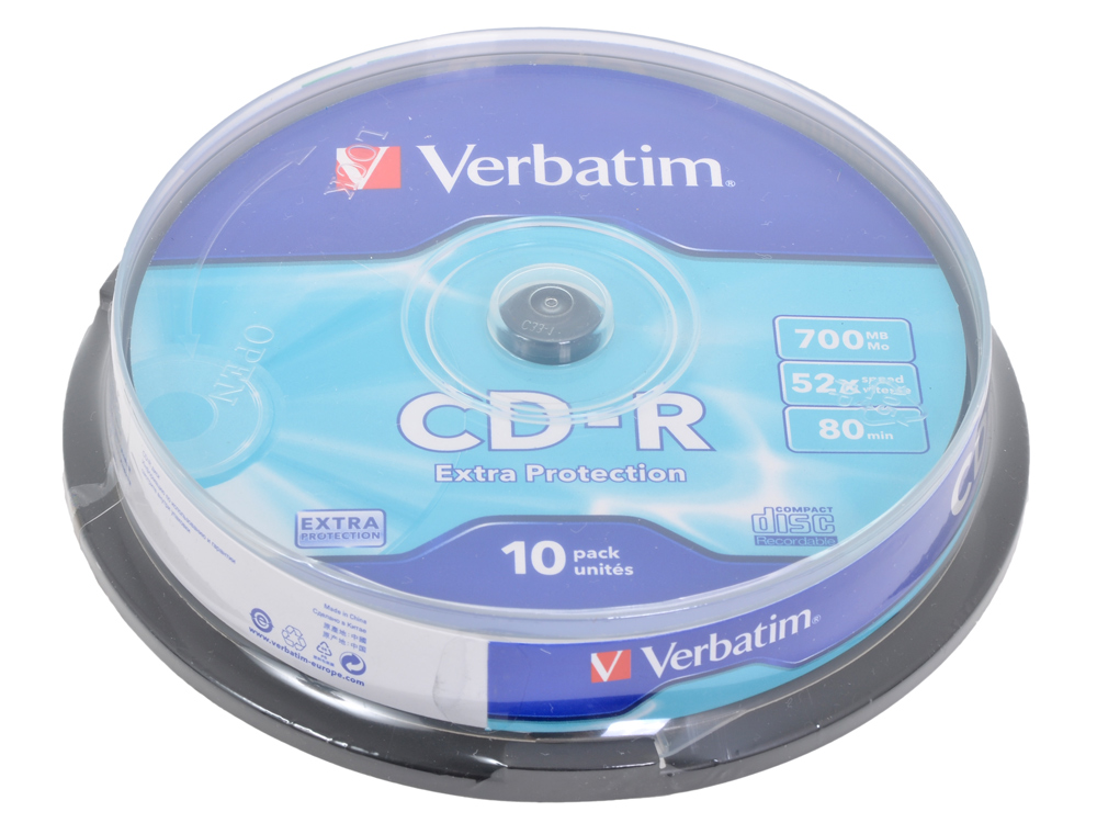 CD-R Verbatim 700Mb 52x 10шт Cake Box DL
