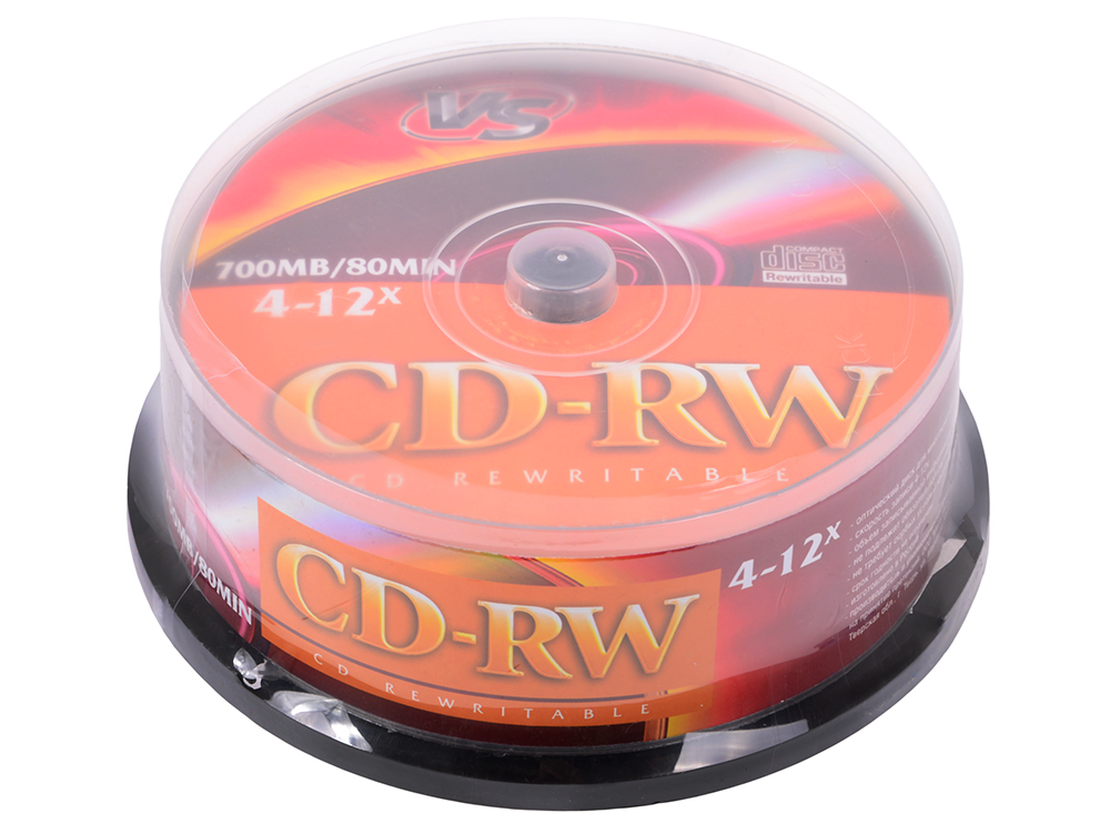 CD-RW VS 700Mb 12х 25шт CakeBox