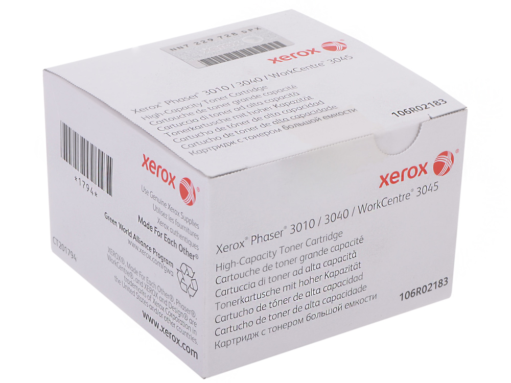 Картридж Xerox 106R02183 для Phaser 3010/WorkCentre 3045/B. Чёрный. 2300 страниц.