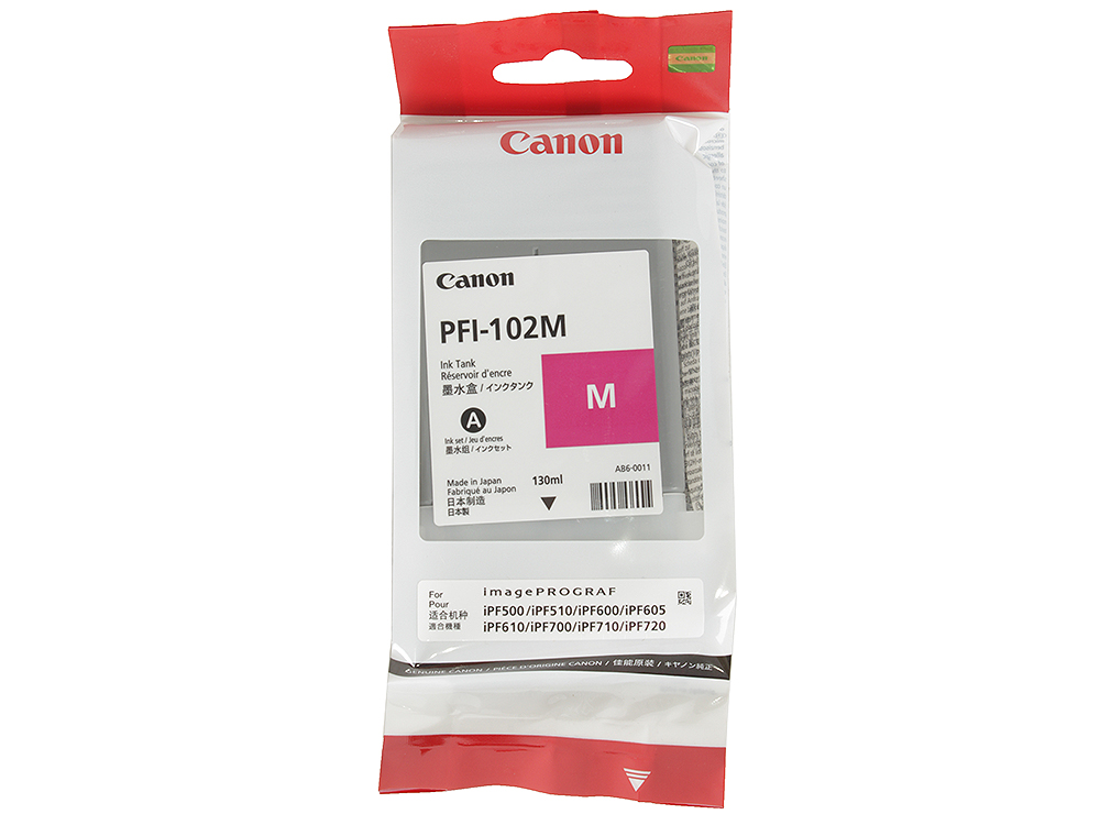 Картридж Canon PFI-102 M для плоттера Canon imagePROGRAF iPF500, iPF510, iPF600, iPF605, iPF610, iPF700, iPF710, iPF720. Пурпурный. пигментные чернила для canon ipf600 1000мл комплект