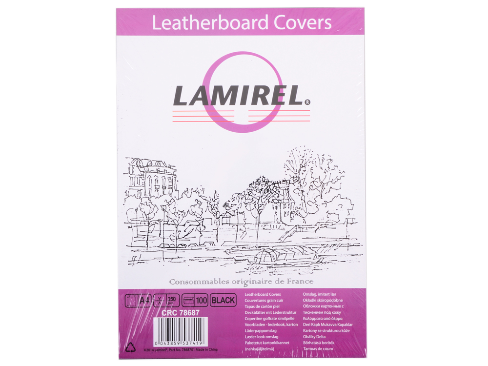 Обложки Lamirel Delta A4, картонные, с тиснением под кожу , цвет: черный, 250г/м?, 100шт