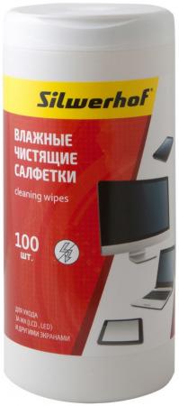 Чистящие салфетки влажные Silwerhof Screen Clean для экранов мониторов/телевизоров всех типов 100шт