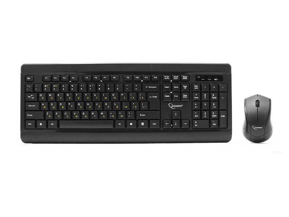 Комплект клавиатура + мышь беспров. Gembird KBS-8001,черный, 2.4ГГц/10м, 1000DPI, мини-приемник- USB