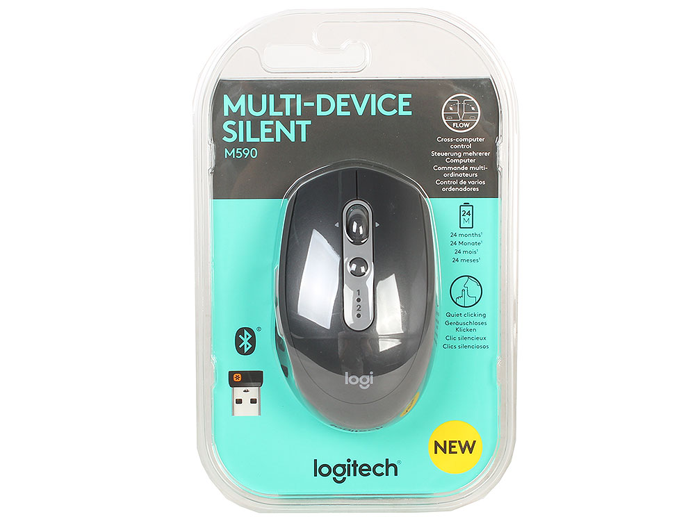 Мышь беспроводная Logitech M590 Multi-Device SILENT Graphite оптическая, 1000 dpi, 6 кнопок + колесо Мышь беспроводная Logitech M590 Multi-Device SILENT Graphite оптическая, 1000 dpi, 6 кнопок + колесо