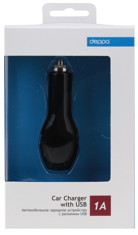 Автомобильное зарядное устройство deppa usb, 1а, черная, (22110)