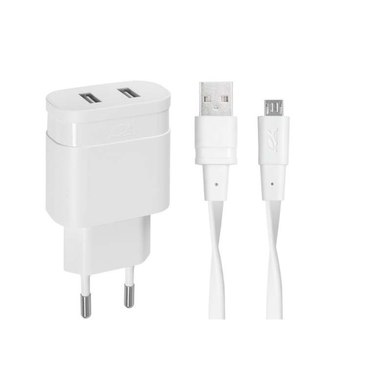 Сетевое зарядное устройство RIVAPOWER VA4123 WD1 белое 3,4A / 2USB, с кабелем Micro USB Сетевое зарядное устройство RIVAPOWER VA4123 WD1 белое 3,4A / 2USB, с кабелем Micro USB