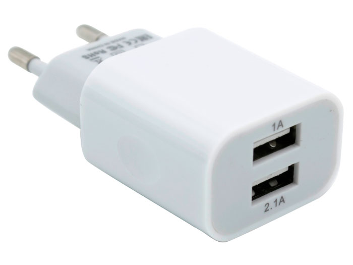 Сетевое зарядное устройство BoraSCO 2 USB, 2,1A белое
