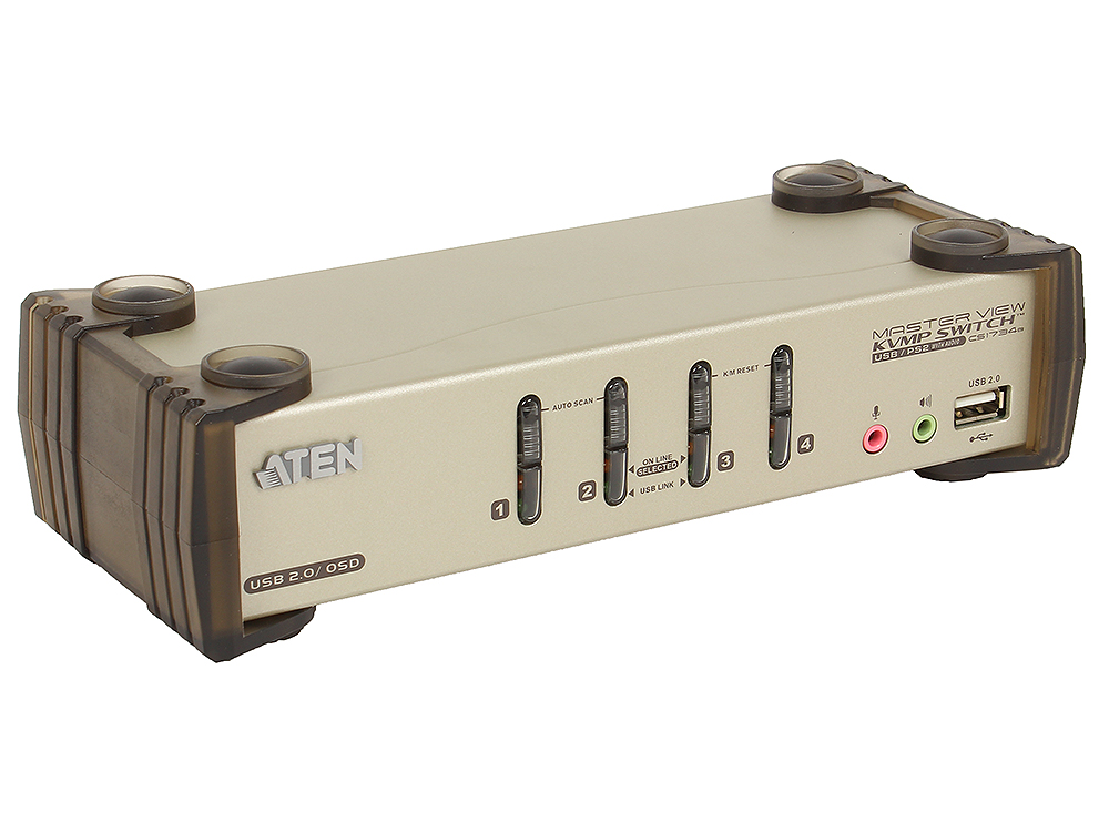 Переключатель ATEN KVM Switch CS1734B-A7-G 4 cpu PS2/USB+VGA, со шнурами USB 2х1.2м.+2х1.8м., 2048x1536, настол., исп.спец.шнуры, OSD, некаскад. Переключатель ATEN KVM Switch CS1734B-A7-G 4 cpu PS2/USB+VGA, со шнурами USB 2х1.2м.+2х1.8м., 2048x1536, настол., исп.спец.шнуры, OSD, некаскад.