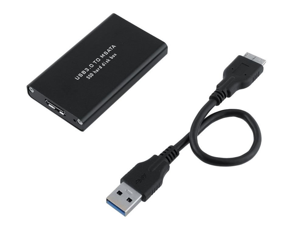 Мобил рек USB3.0 Orient 3501 U3, для SSD mSATA, алюм., черный