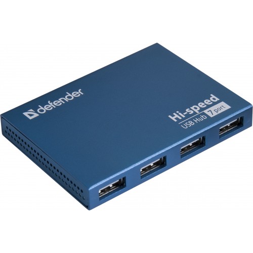 Концентратор USB2.0 HUB Defender SEPTIMA SLIM 7порт. активный хаб (с адап. 2A)