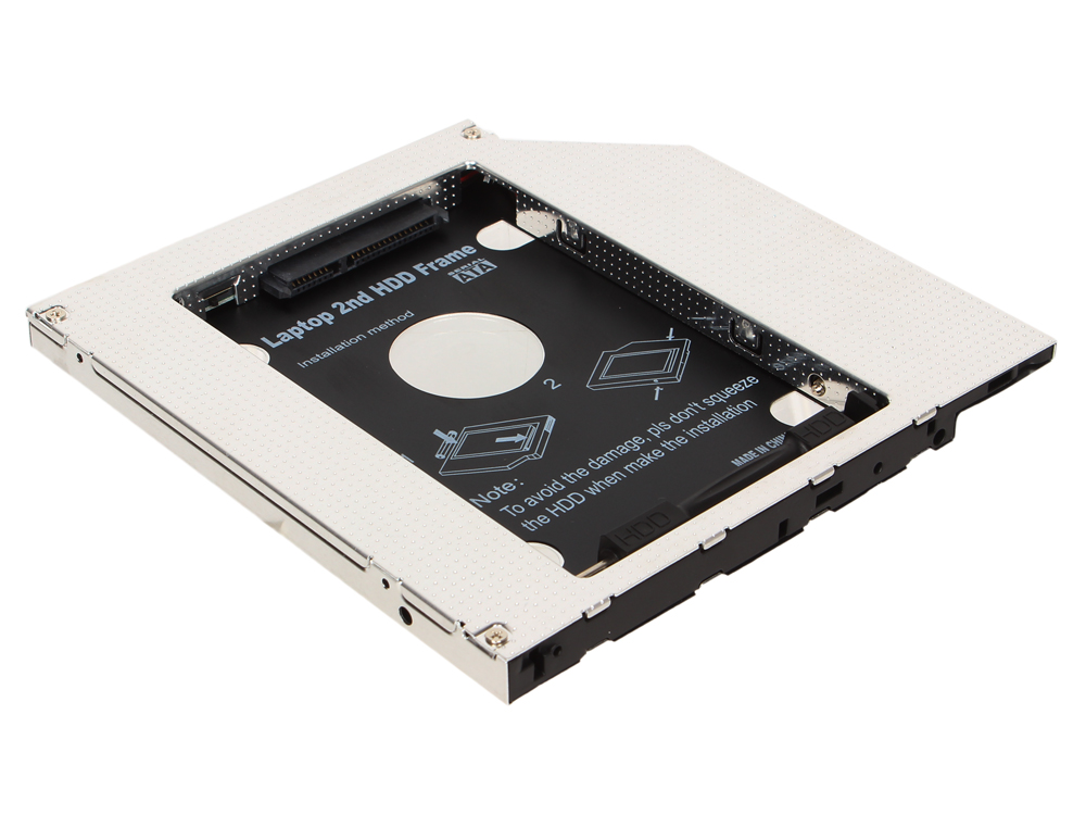 Адаптер оптибей 9,5 mm (optibay, hdd caddy) SATA/miniSATA (SlimSATA) для подключения HDD/SSD 2,5” к 