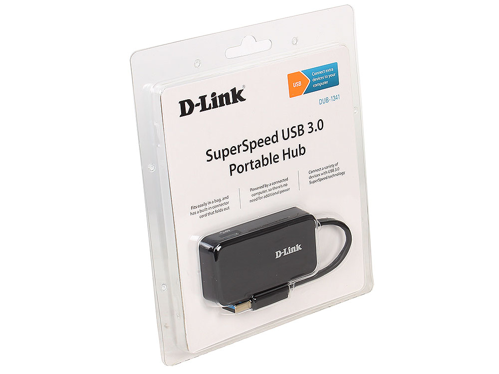 Адаптер D-Link DUB-1341/A1B Компактный концентратор с 4 портами USB 3.0 сетевой адаптер ethernet d link dub e100 b d1a usb