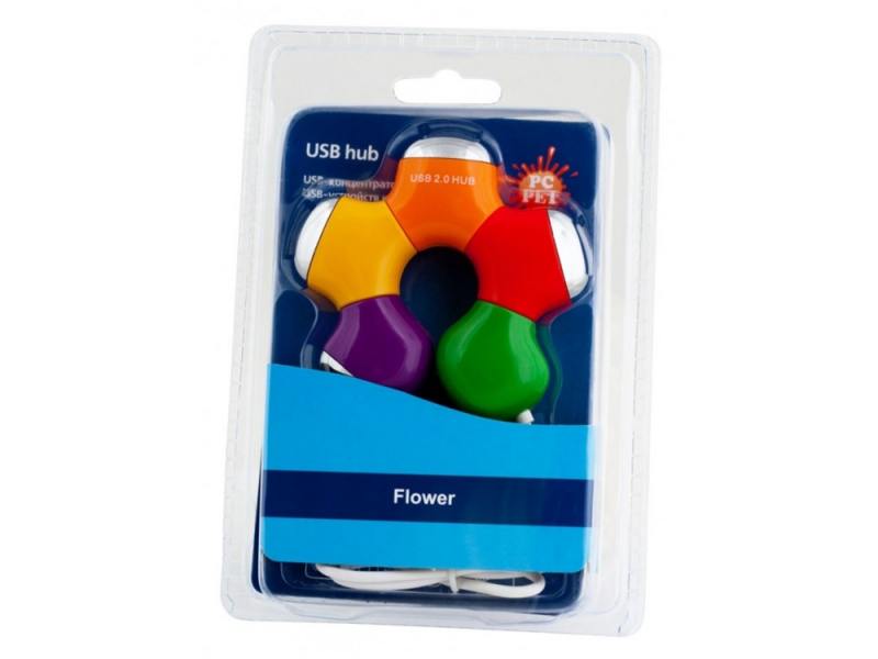 Концентратор USB PC Pet Flower 4 порта USB2.0 цветной