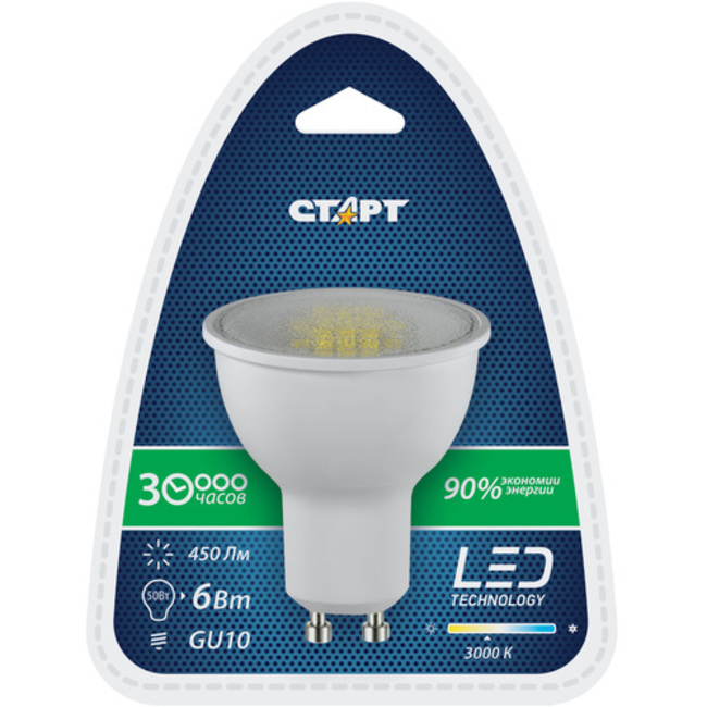 Энергосберегающая лампа СТАРТ LED JCDR (GU10 6W30 теплый)