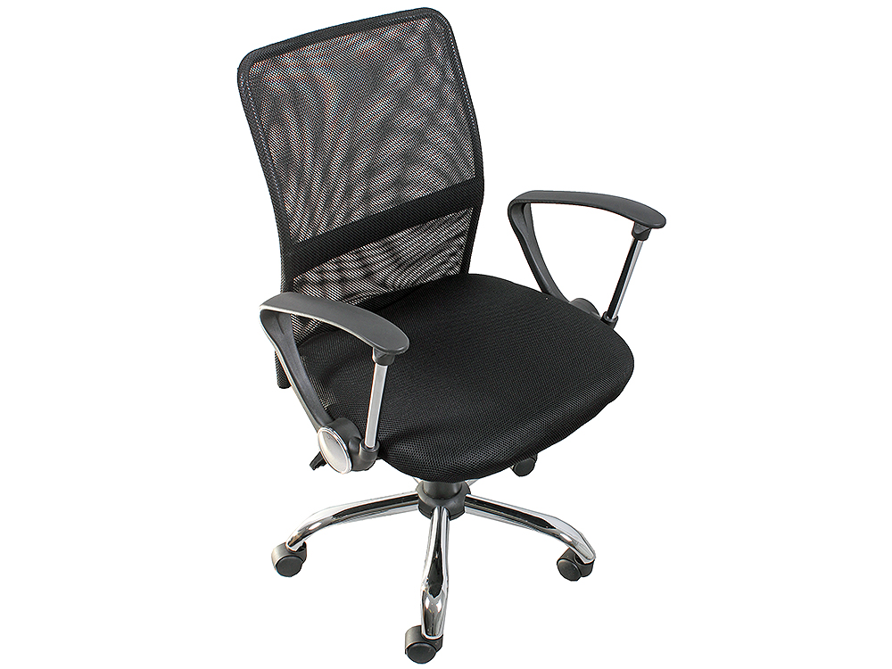 Кресло офисное COLLEGE H-8078F-5, черное ткань, сетчатый акрил, 120 кг, крестовина хромированный металл, подлокотники черный пластик. (ШxГxВ), см 58x58x92-102