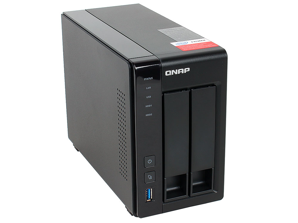 Cетевой накопитель QNAP TS-251+-8G Сетевой RAID-накопитель, 2 отсека для HDD, HDMI-порт. Intel Celeron J1900 2,0 ГГц, 8ГБ.