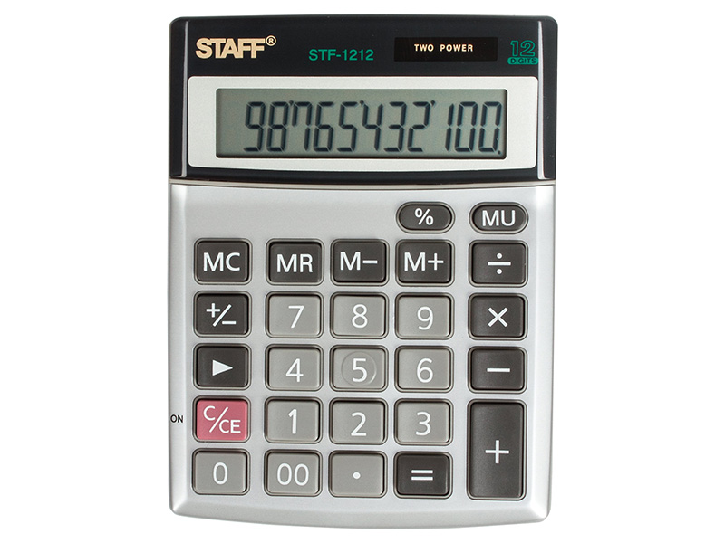 Калькулятор настольный металлический STAFF STF-1212, КОМПАКТНЫЙ (140х105 мм), 12 разрядов, двойное питание
Калькулятор настольный металлический STAFF STF-1212, КОМПАКТНЫЙ (140х105 мм), 12 разрядов, двойное питание