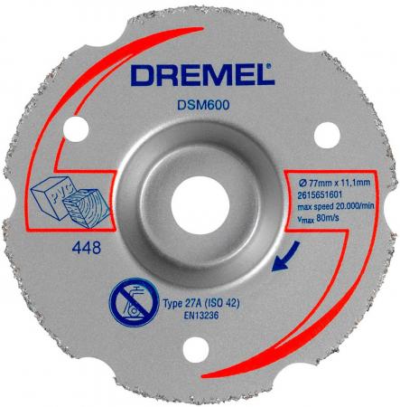Круг отрезной DREMEL DSM600 77x11.5мм, тердосплавный, по дереву, 1шт., для Saw Max (DSM20)
Круг отрезной DREMEL DSM600 77x11.5мм, тердосплавный, по дереву, 1шт., для Saw Max (DSM20)