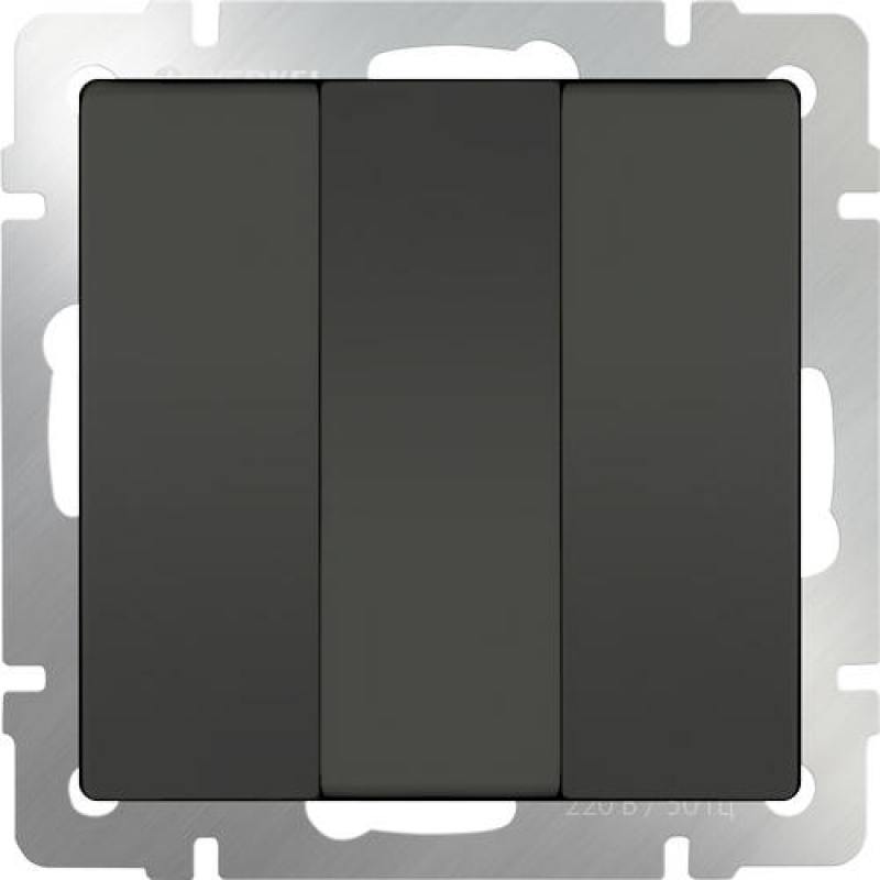 Выключатель трехклавишный серо-коричневый wl07-sw-3g 4690389073458
