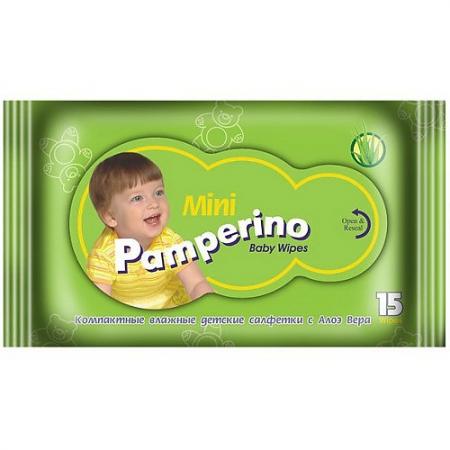 PAMPERINO Салфетки влажные детские с Алоэ вера 15шт МИНИ