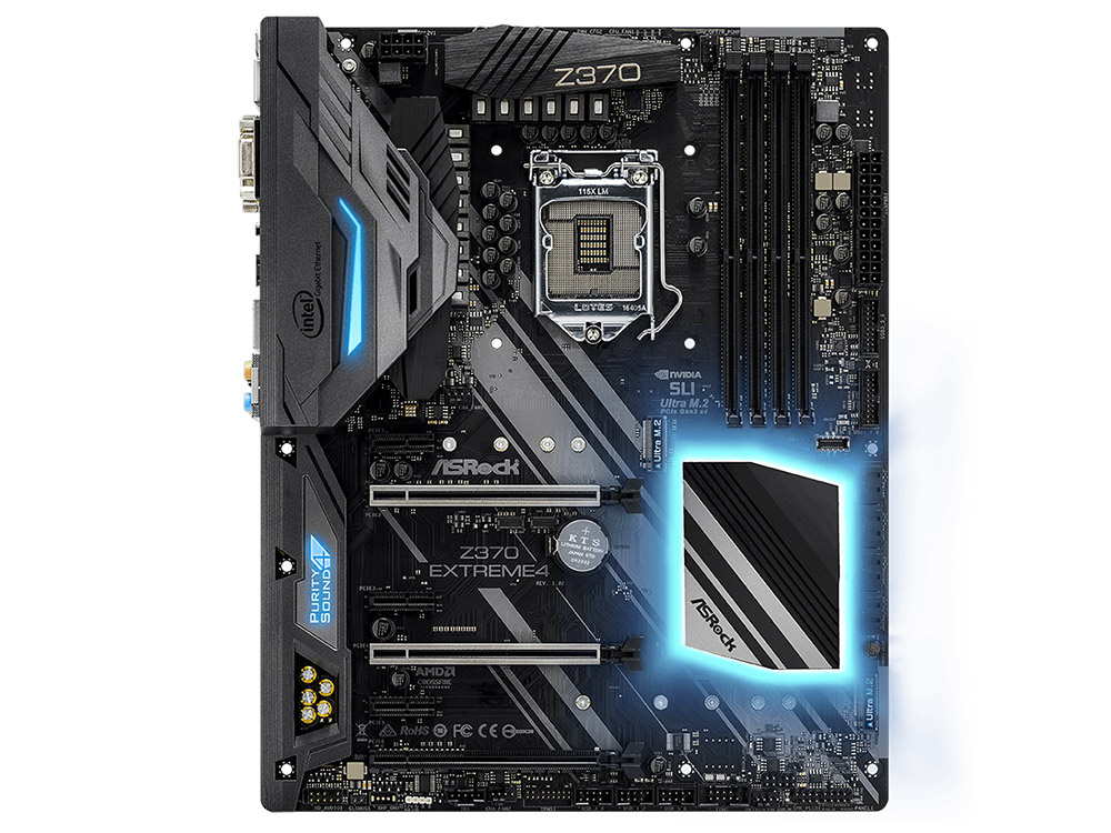 

Мат. плата ASRock Z370 EXTREME4 (S1151, Z370, 4*DDR4, 3*PCI-E x16, 3*PCI-E x1, D-Sub, DVI, HDMI, SATA III+RAID, M.2, GB Lan, USB 3.1, ATX, Retail)