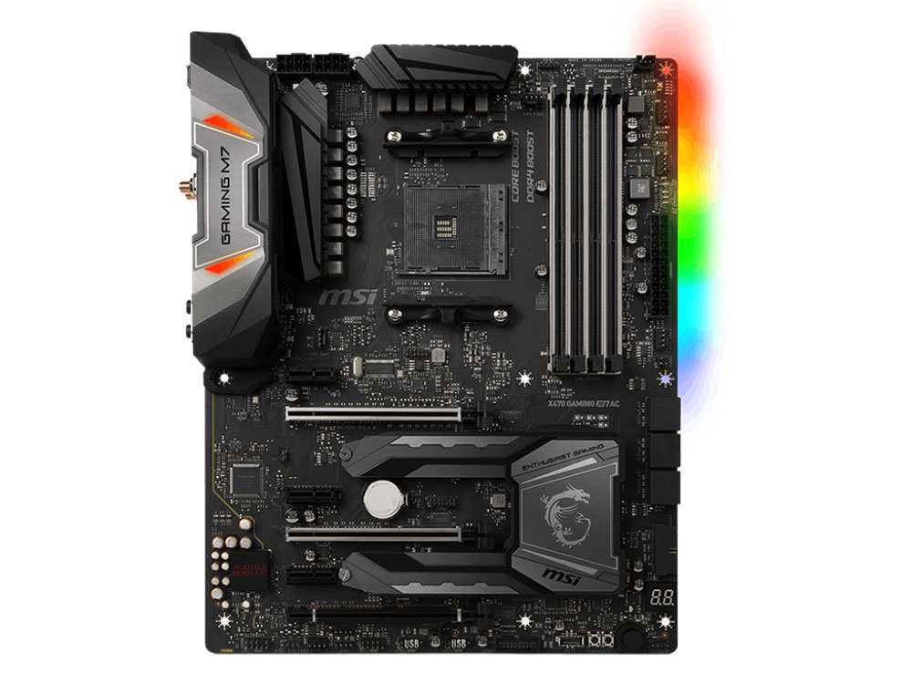 

Материнская плата MSI X470 GAMING M7 AC (AM4, AMD X470, 4*DDR4, 3*PCI-E x16, 3*PCI-E x1, DVI, HDMI, SATAIII+RAID, M.2, GLan, WiFi+Bt, USB 3.1, ATX, Retail)