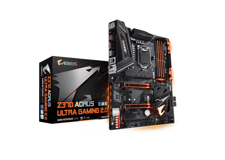 

Материнская плата GIGABYTE Z370 AORUS Ultra Gaming 2.0 (S1151, Z370, 4xDDR4, 3xPCI-Ex16, 3xPCI-Ex1, HDMI, DVI, SATA III+RAID, M.2, USB 3.1, GB Lan, ATX, Retail)